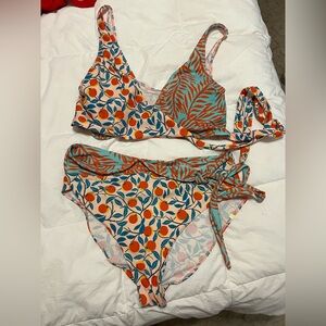 Summersalt Women's Swimwear in Orange and Blue Leaf Print
